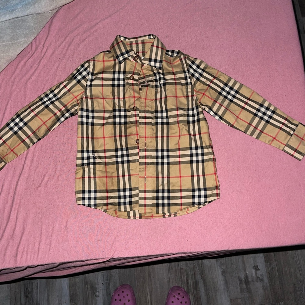 Burberry Kids Beige Checkered Shirt